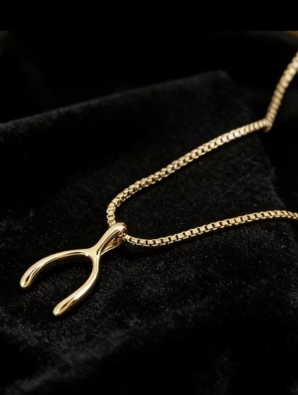 NEW! 18K Gold Plated Wishbone Pendant Necklace - Women Accessories
